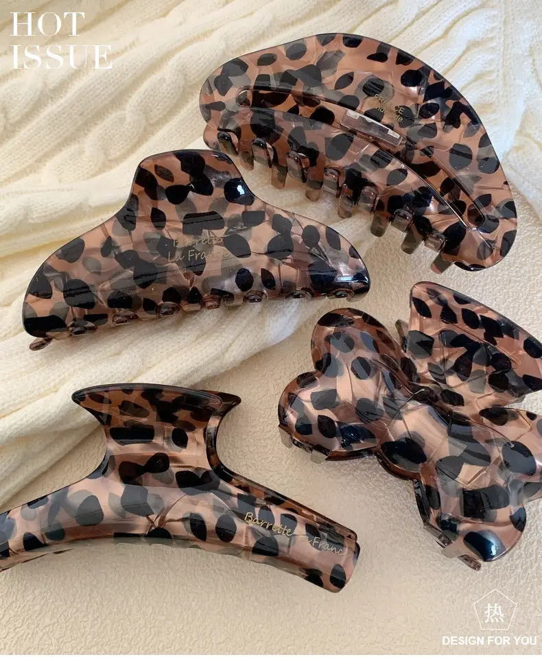 Acetate Leopard Print High-End Hair Clip Large Claw Clip for Women — feature 3