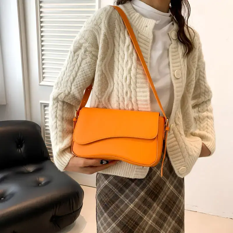 Small Square Tan Leather Crossbody Bag for Women