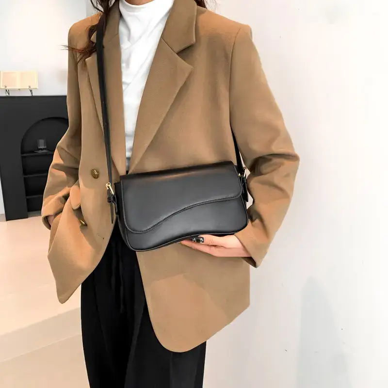 Small Square Tan Leather Crossbody Bag for Women