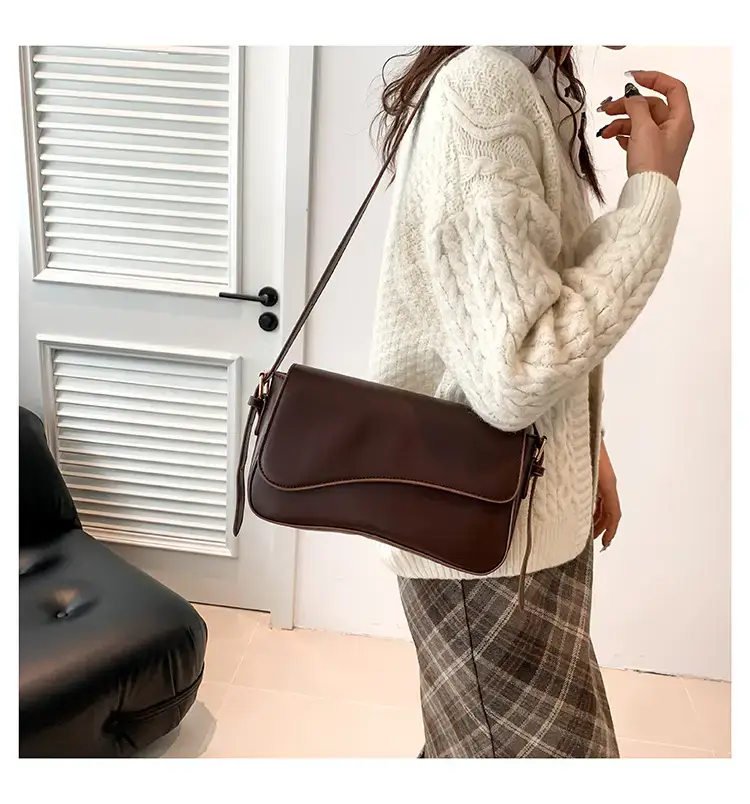 Small Square Tan Leather Crossbody Bag for Women — feature 28