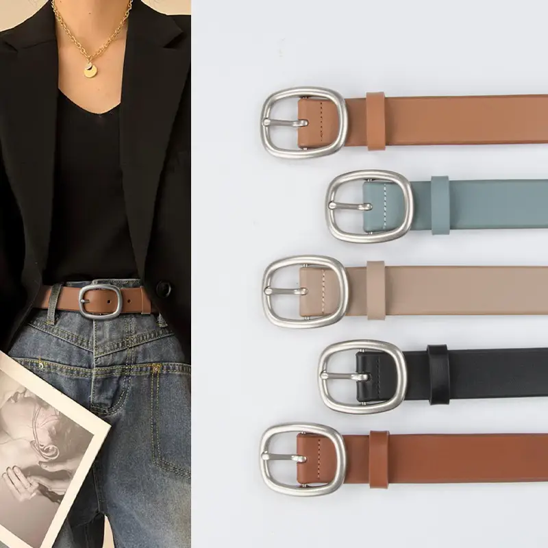 Women's Genuine Leather Belt焦糖色 Korean Style - Image 6