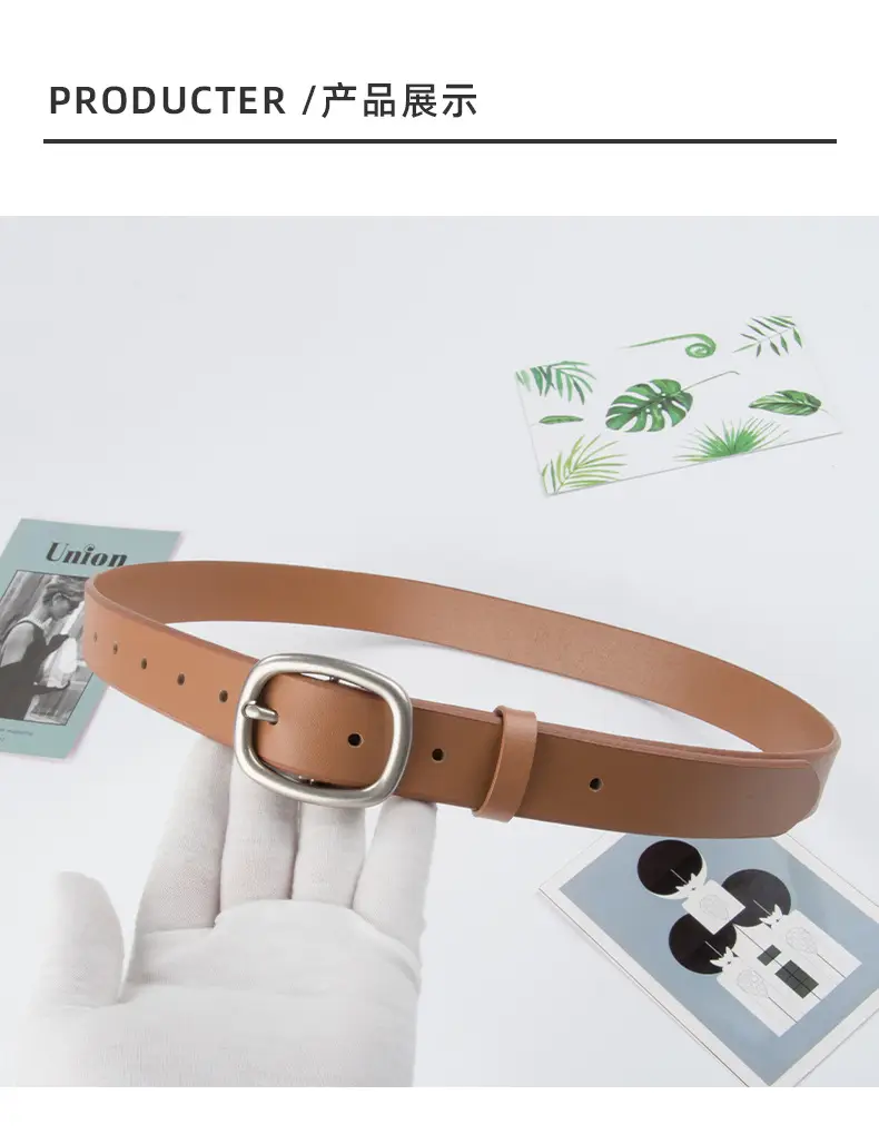 Women's Genuine Leather Belt焦糖色 Korean Style — feature 9