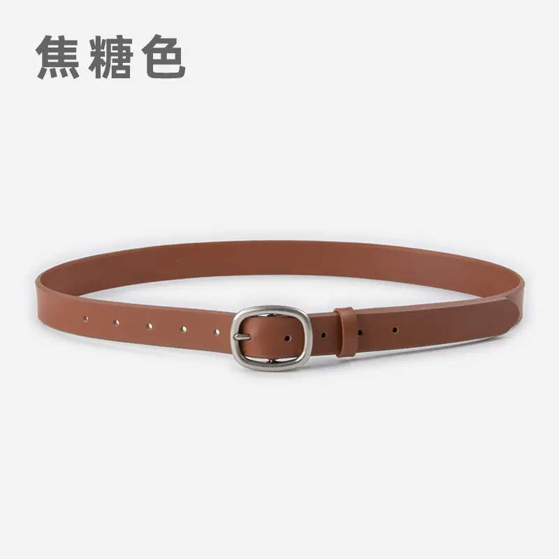 Women's Genuine Leather Belt焦糖色 Korean Style - Image 3