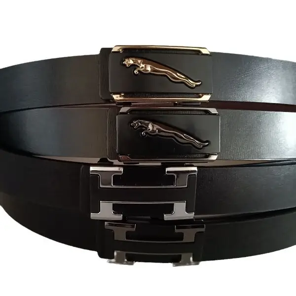 Men's Black Leather Belt with Automatic Buckle - Image 8