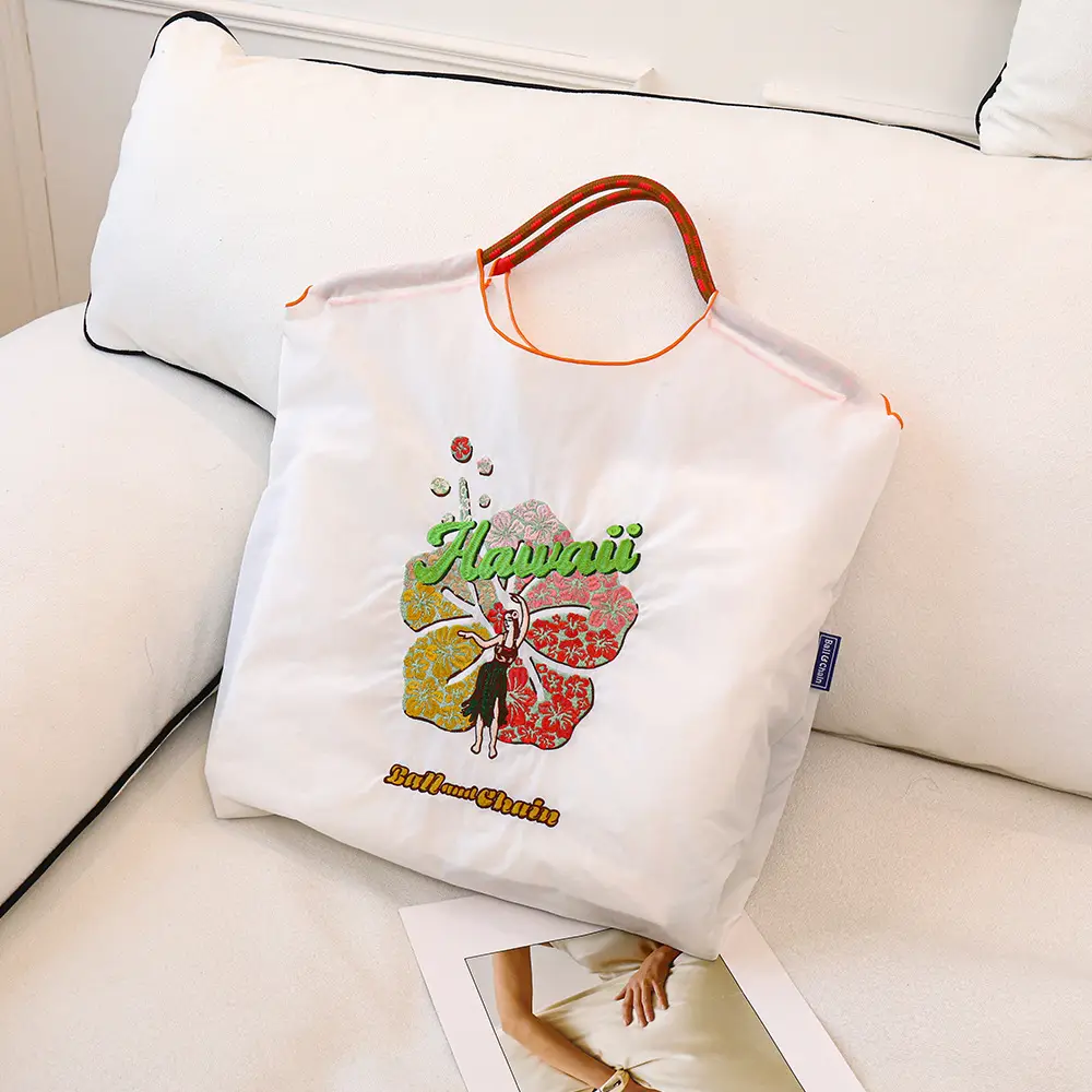 Japanese Niche Embroidered Green Shopping Bag with Cartoon Design - Image 31