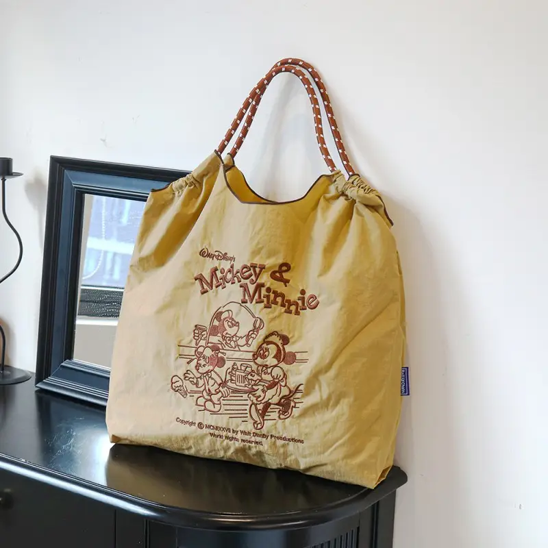 Japanese Niche Embroidered Green Shopping Bag with Cartoon Design - Image 34