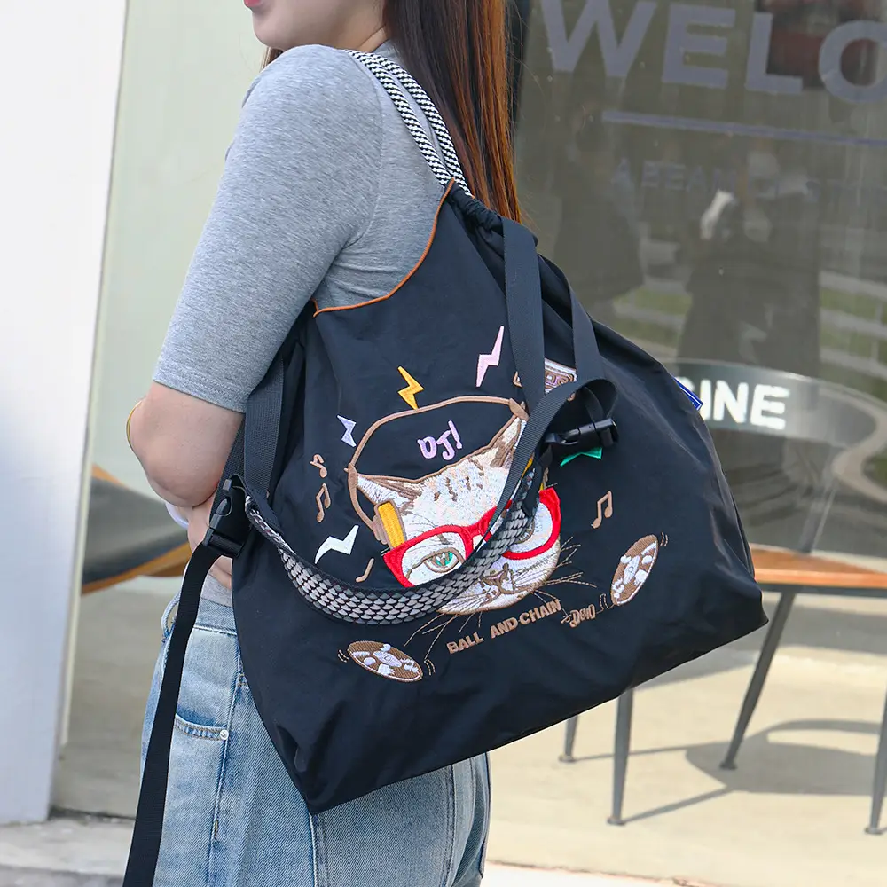 Japanese Niche Embroidered Green Shopping Bag with Cartoon Design - Image 35