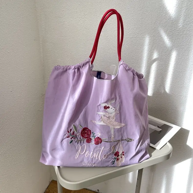 Japanese Niche Embroidered Green Shopping Bag with Cartoon Design - Image 46