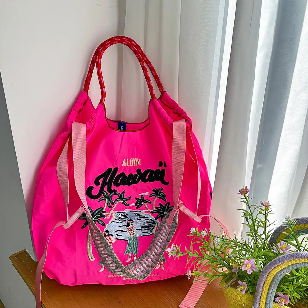 Japanese Niche Embroidered Green Shopping Bag with Cartoon Design - Image 50