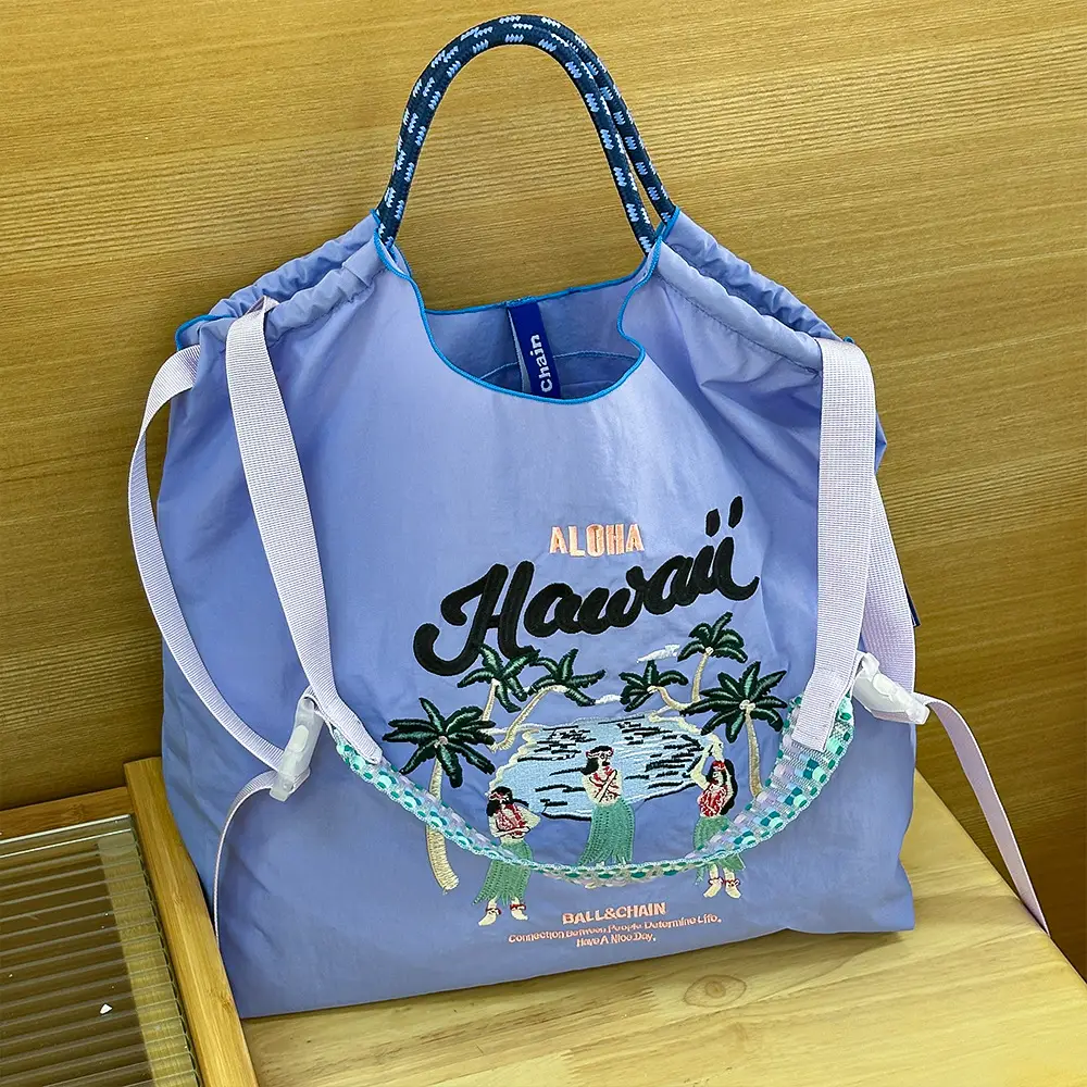 Japanese Niche Embroidered Green Shopping Bag with Cartoon Design - Image 51