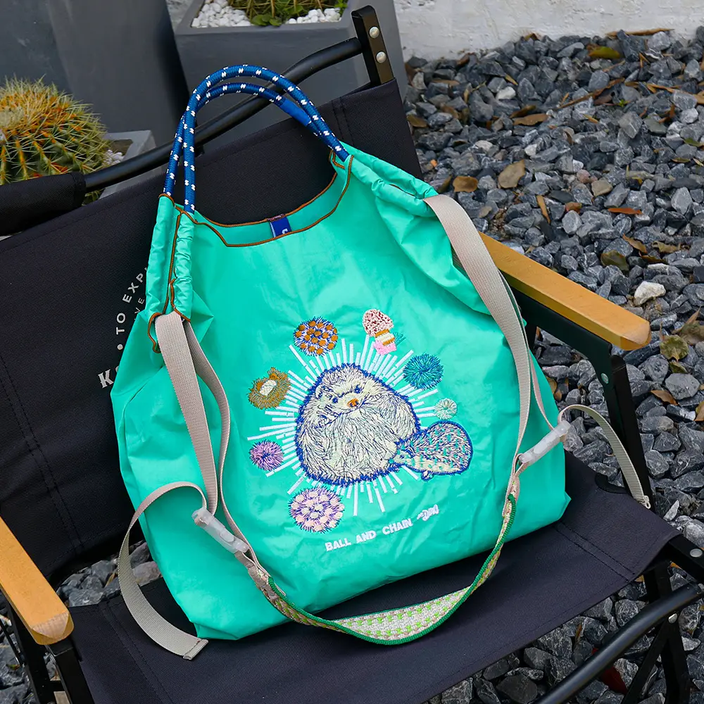 Japanese Niche Embroidered Green Shopping Bag with Cartoon Design - Image 57