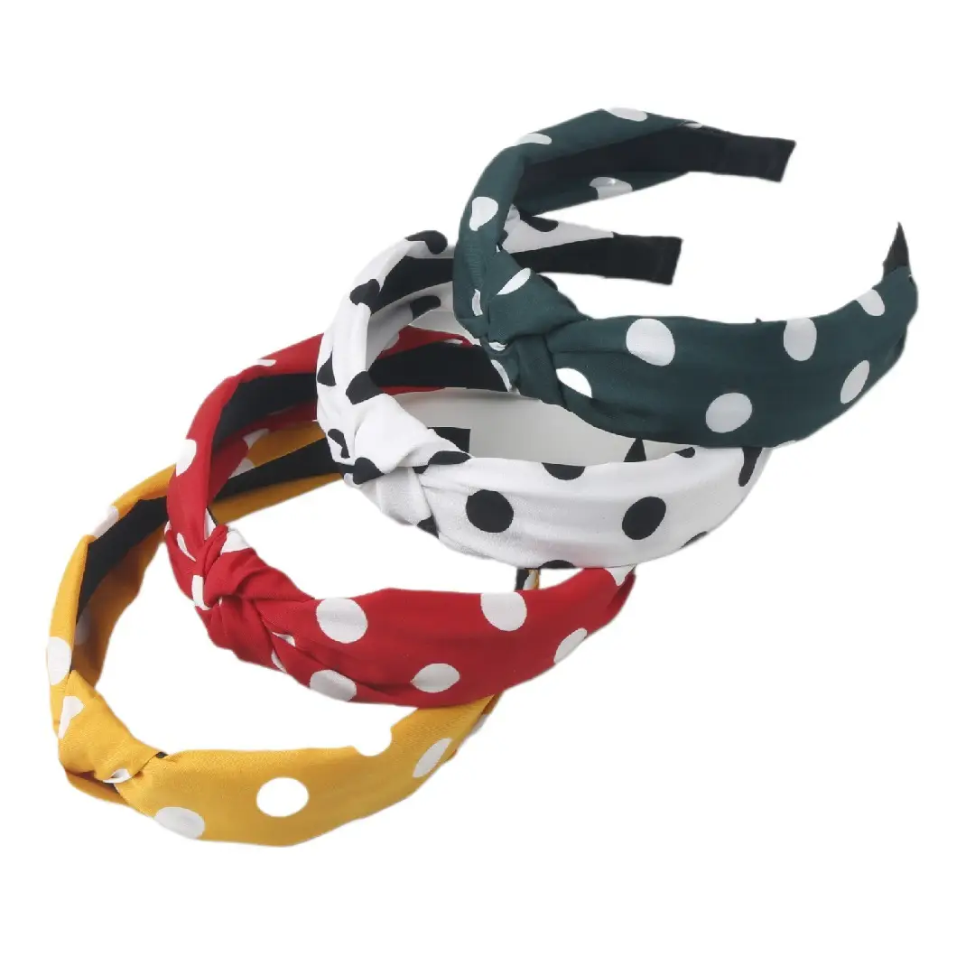 Navy Polka Dot Knotted Hairband for Girls