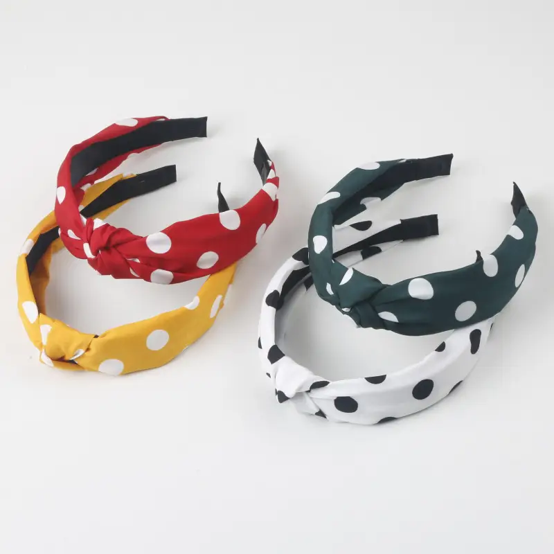 Navy Polka Dot Knotted Hairband for Girls — feature 1