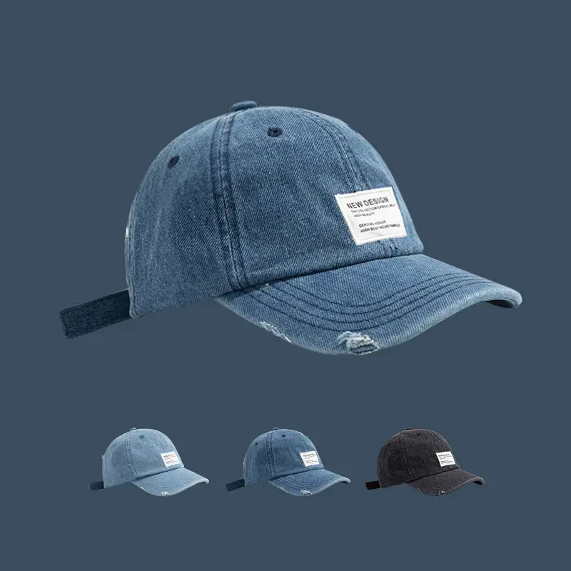 Japanese Retro Denim Cap Women Men Blue - Image 4
