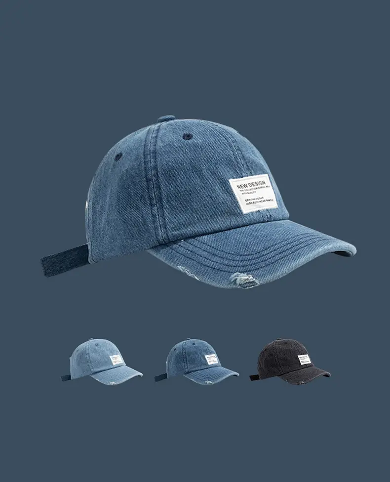 Japanese Retro Denim Cap Women Men Blue — feature 2