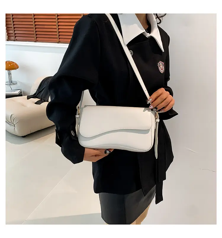 White Textured Messenger Bag for Women Winter 2023 — feature 16