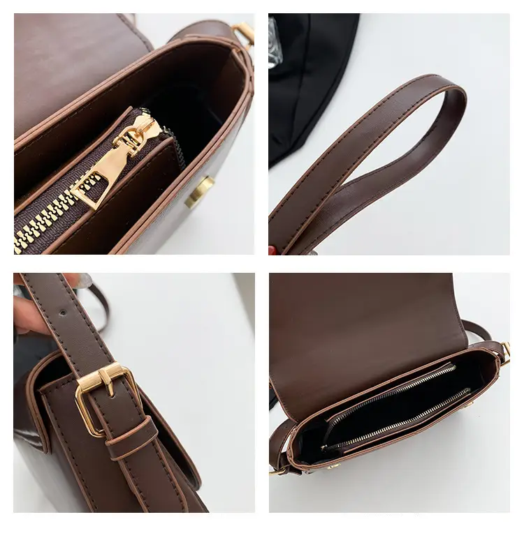 White Textured Messenger Bag for Women Winter 2023 — feature 9