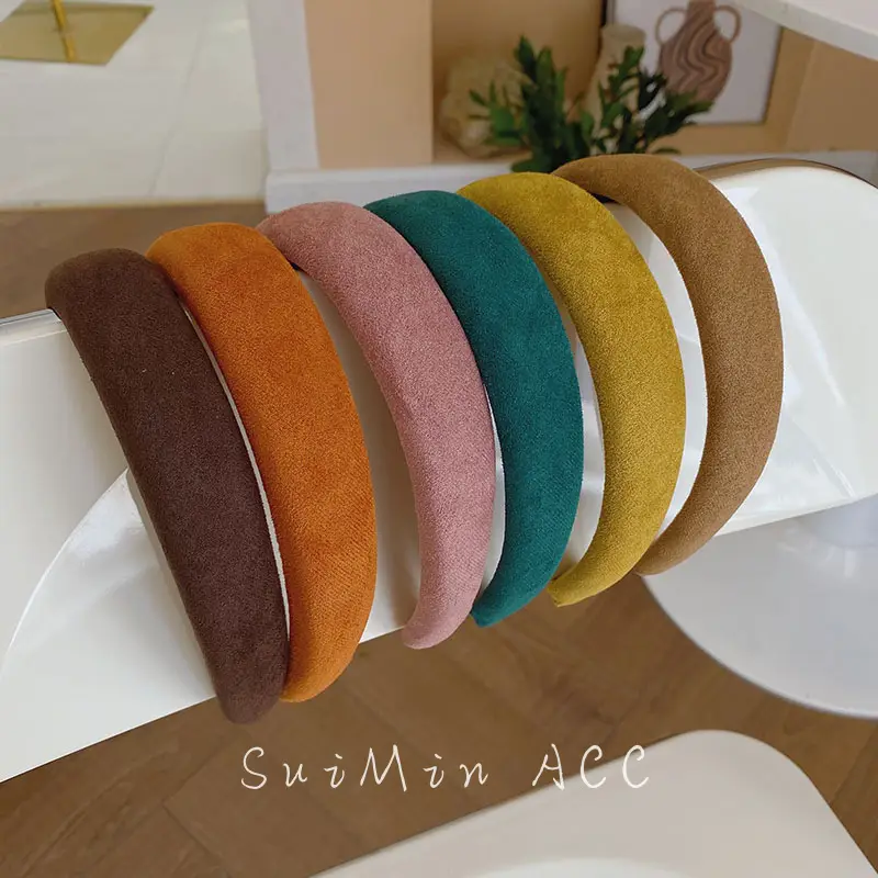 Korean Style Suede Wide Headband Milk Tea Color
