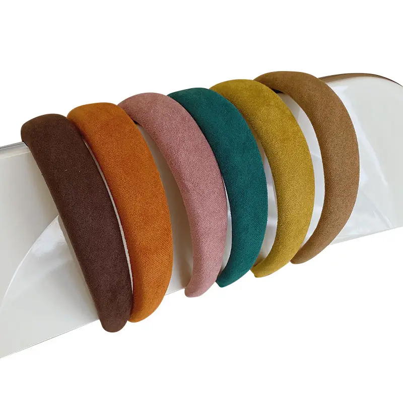 Korean Style Suede Wide Headband Milk Tea Color