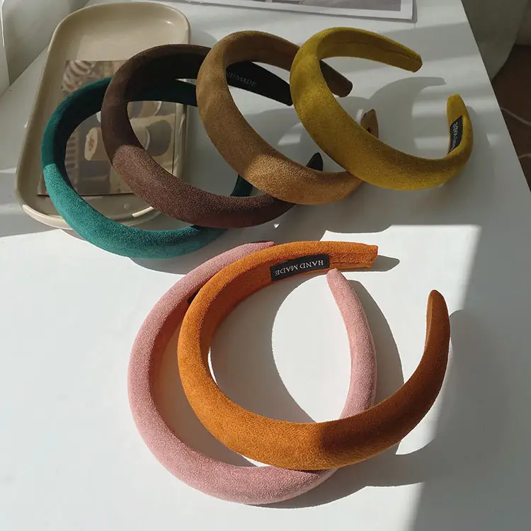 Korean Style Suede Wide Headband Milk Tea Color — feature 2