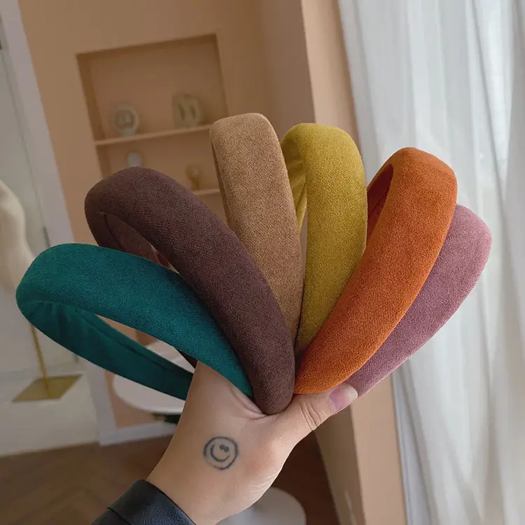 Korean Style Suede Wide Headband Milk Tea Color — feature 3