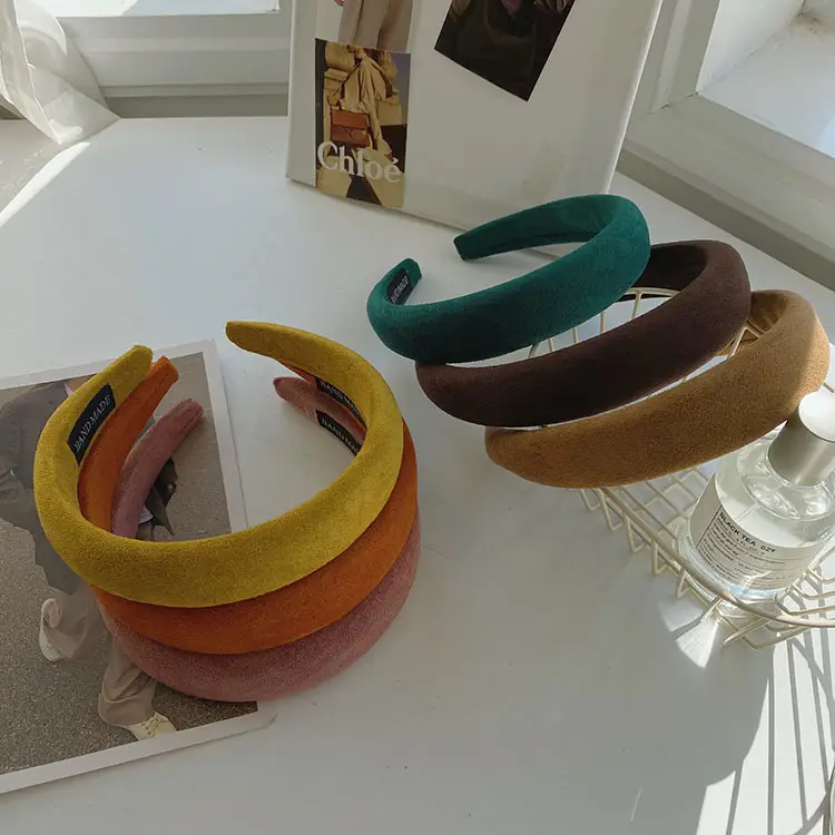 Korean Style Suede Wide Headband Milk Tea Color — feature 4