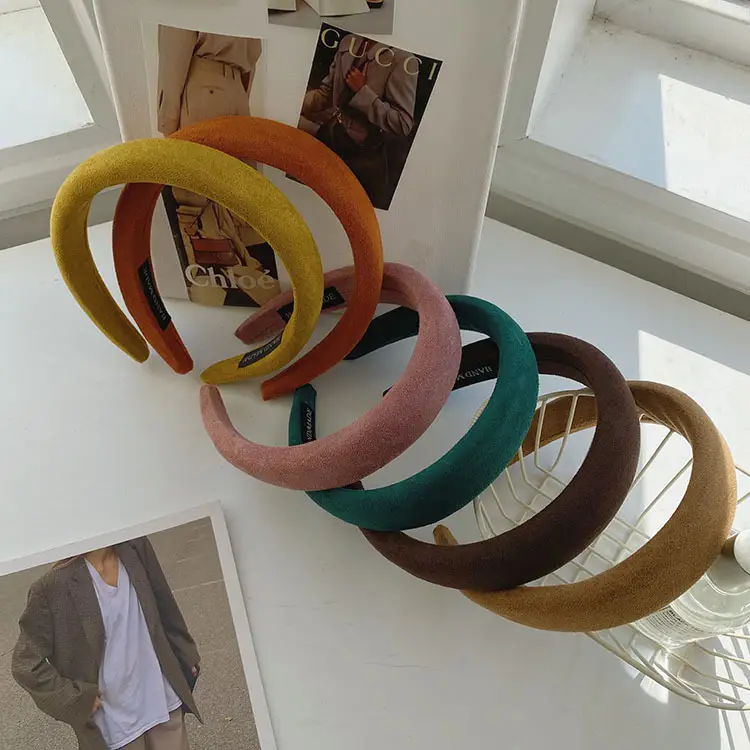 Korean Style Suede Wide Headband Milk Tea Color — feature 5