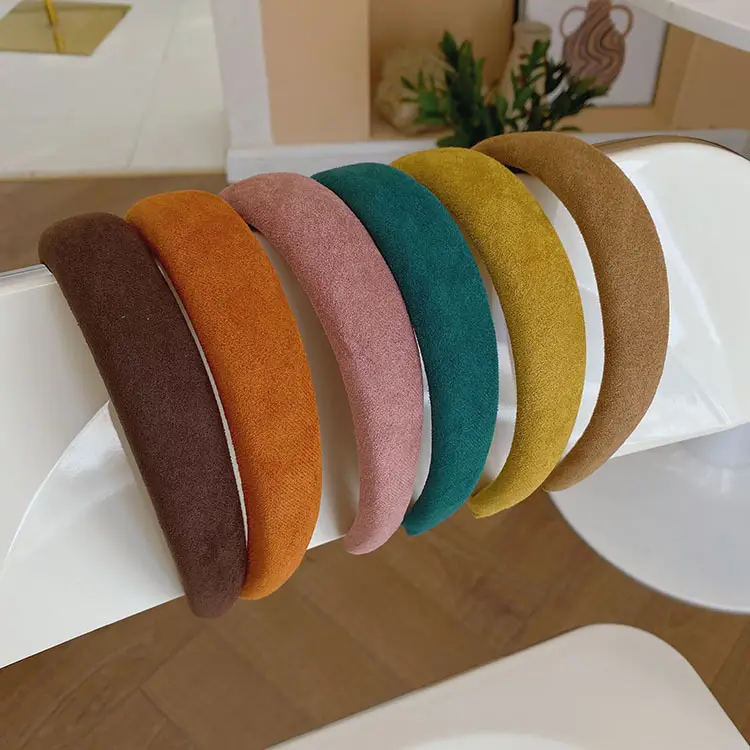 Korean Style Suede Wide Headband Milk Tea Color — feature 7