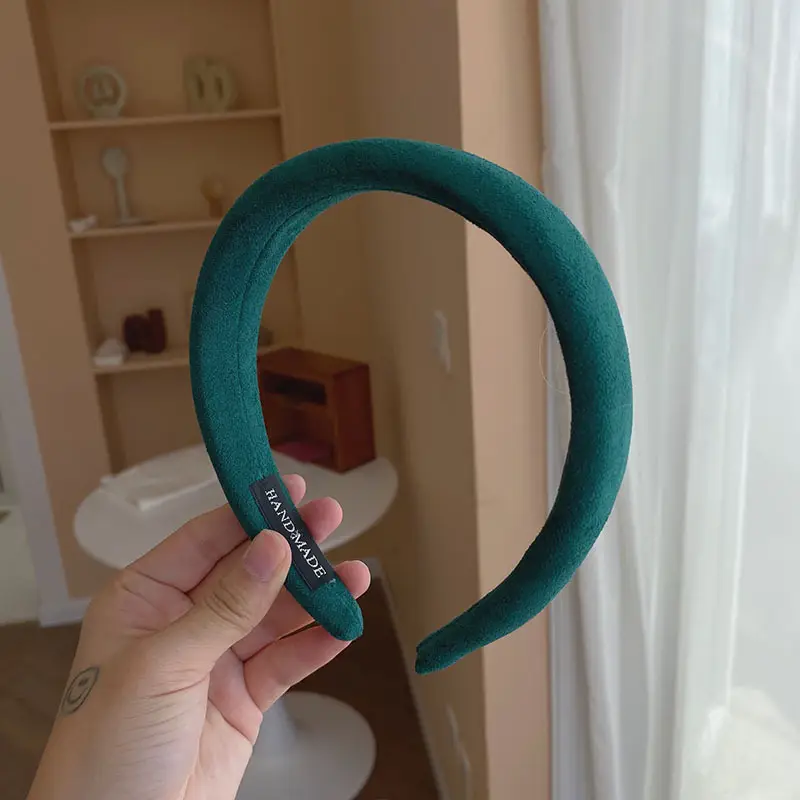Korean Style Suede Wide Headband Milk Tea Color