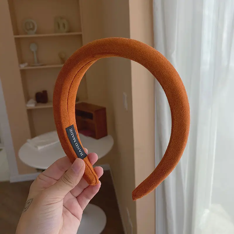 Korean Style Suede Wide Headband Milk Tea Color