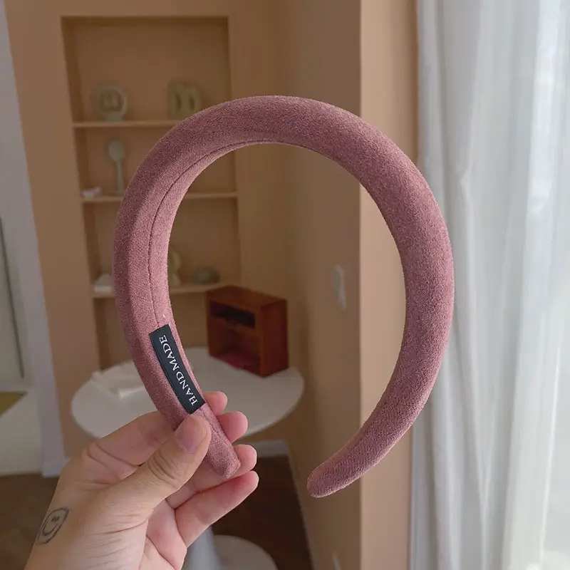 Korean Style Suede Wide Headband Milk Tea Color