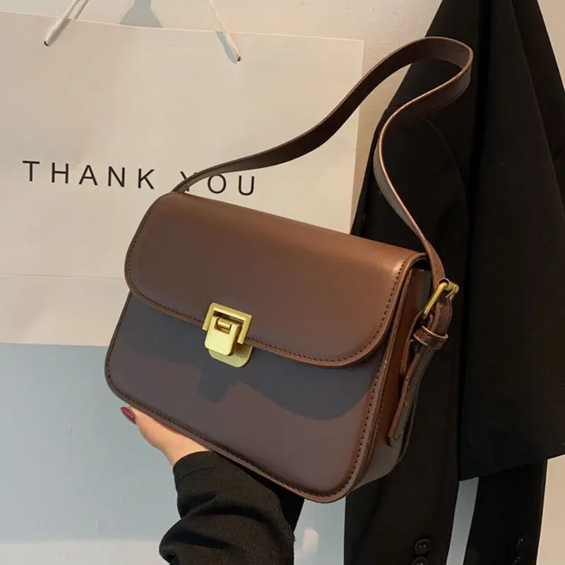 Brown Square Tofu Bag for Women Crossbody Shoulder - Image 7
