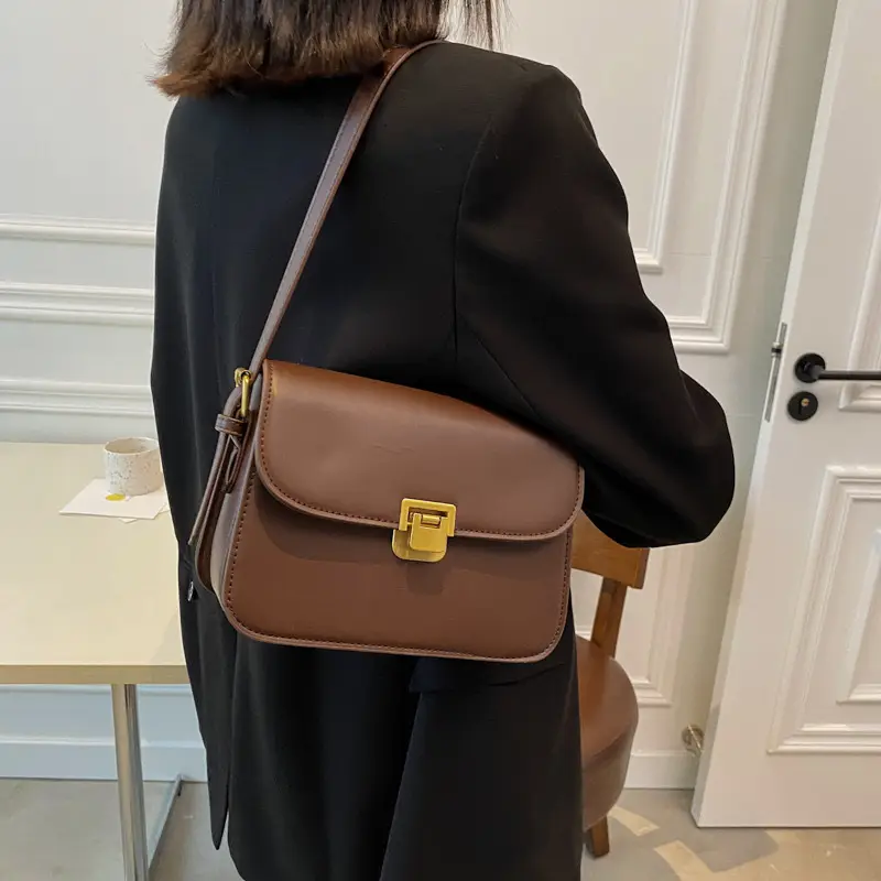 Brown Square Tofu Bag for Women Crossbody Shoulder - Image 8