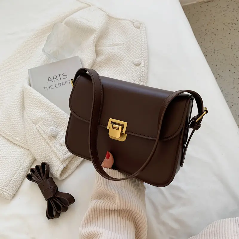 Brown Square Tofu Bag for Women Crossbody Shoulder - Image 2