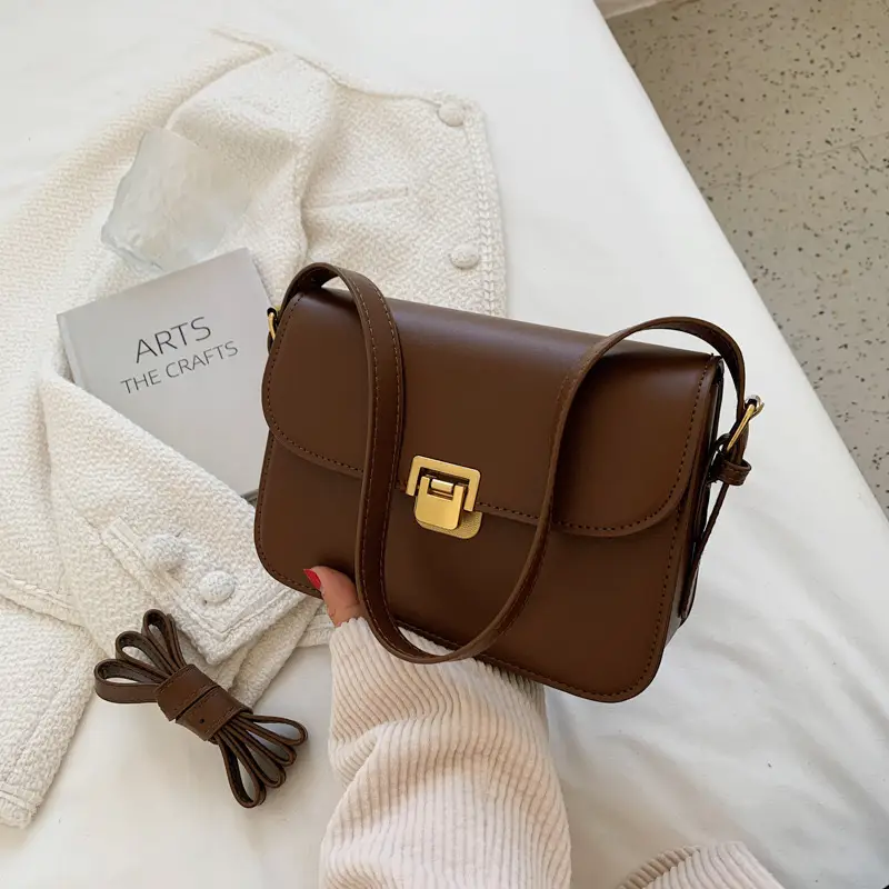 Brown Square Tofu Bag for Women Crossbody Shoulder - Image 3