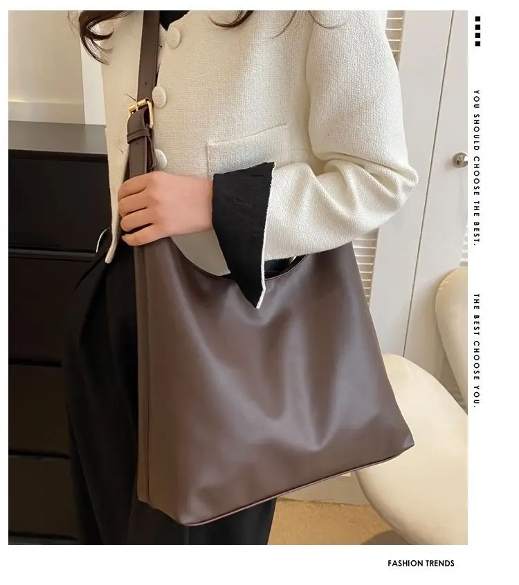 Women's Large-Capacity Soft Leather Commuter Tote Bag — feature 1