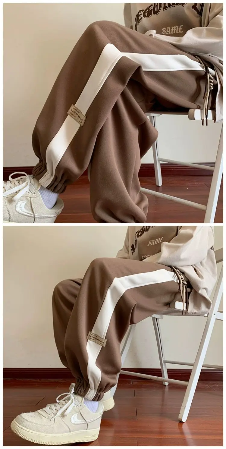 Men's Brown Sweatpants Ankle Length Loose Fit — feature 11