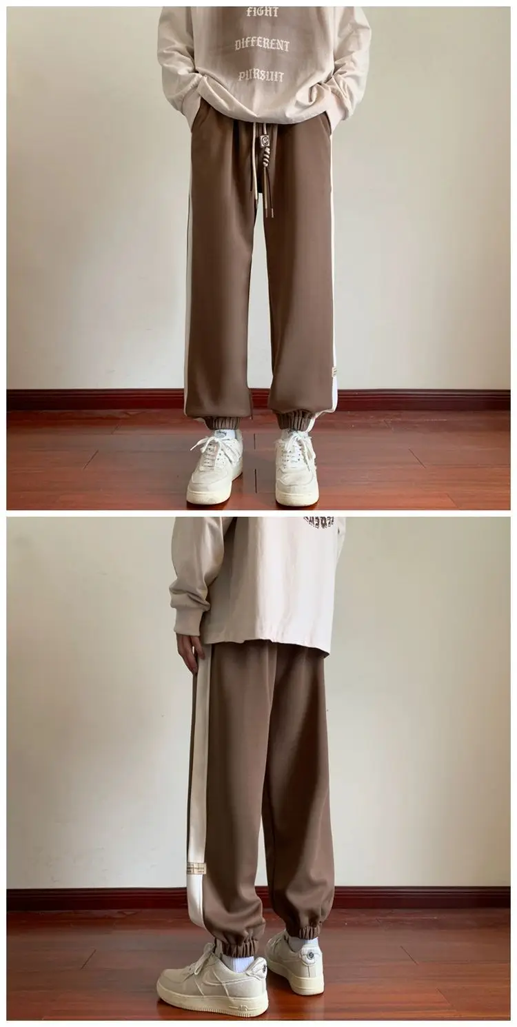 Men's Brown Sweatpants Ankle Length Loose Fit — feature 13