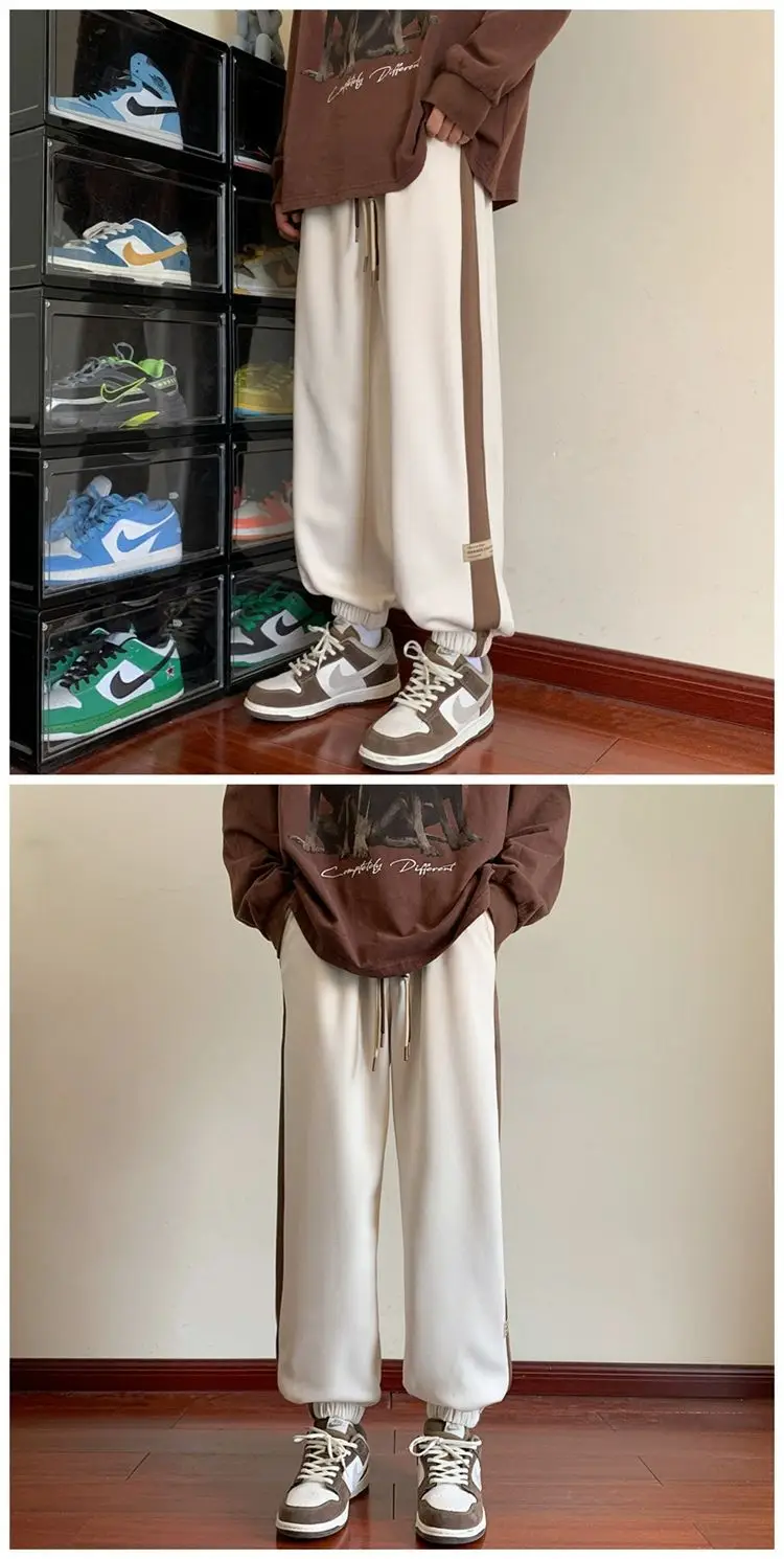 Men's Brown Sweatpants Ankle Length Loose Fit — feature 6