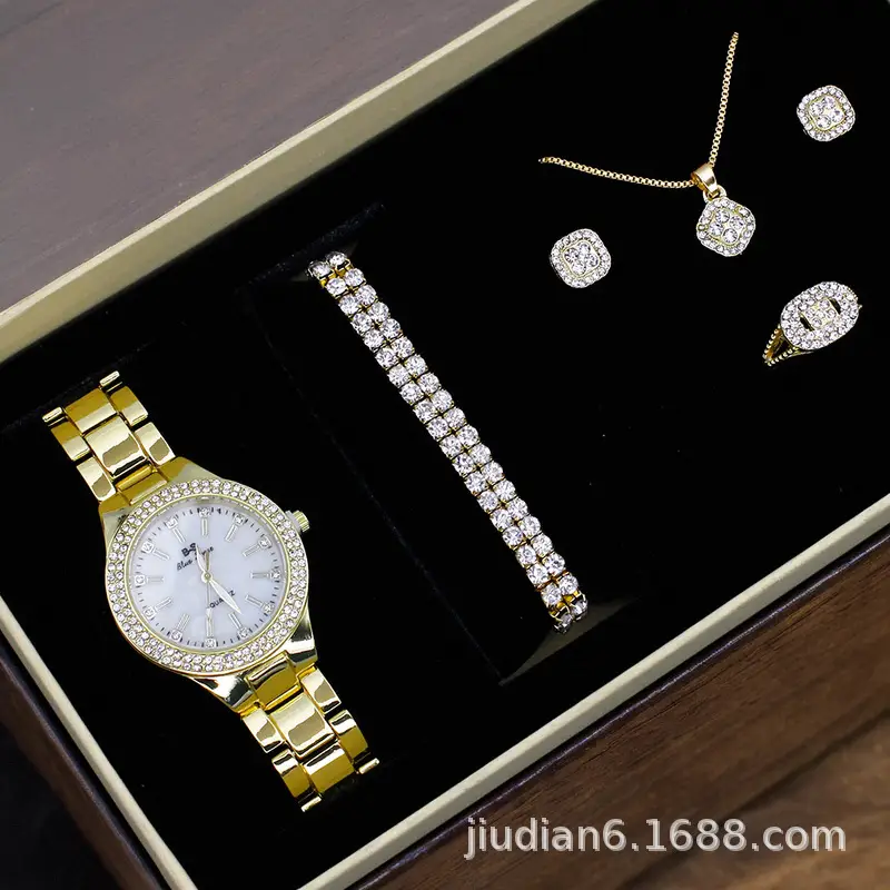 5pcs Set Gold Plated Quartz Watch & Jewelry Set — feature 11