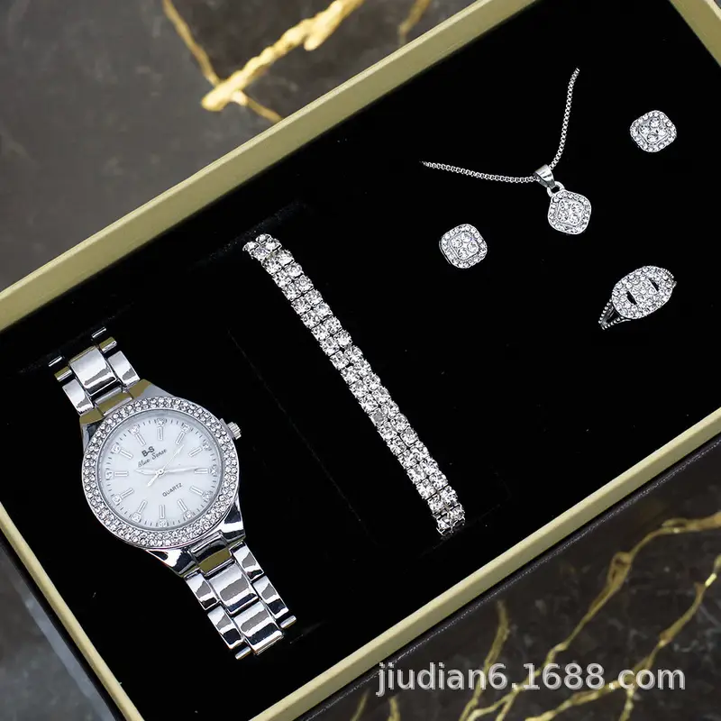 5pcs Set Gold Plated Quartz Watch & Jewelry Set — feature 12