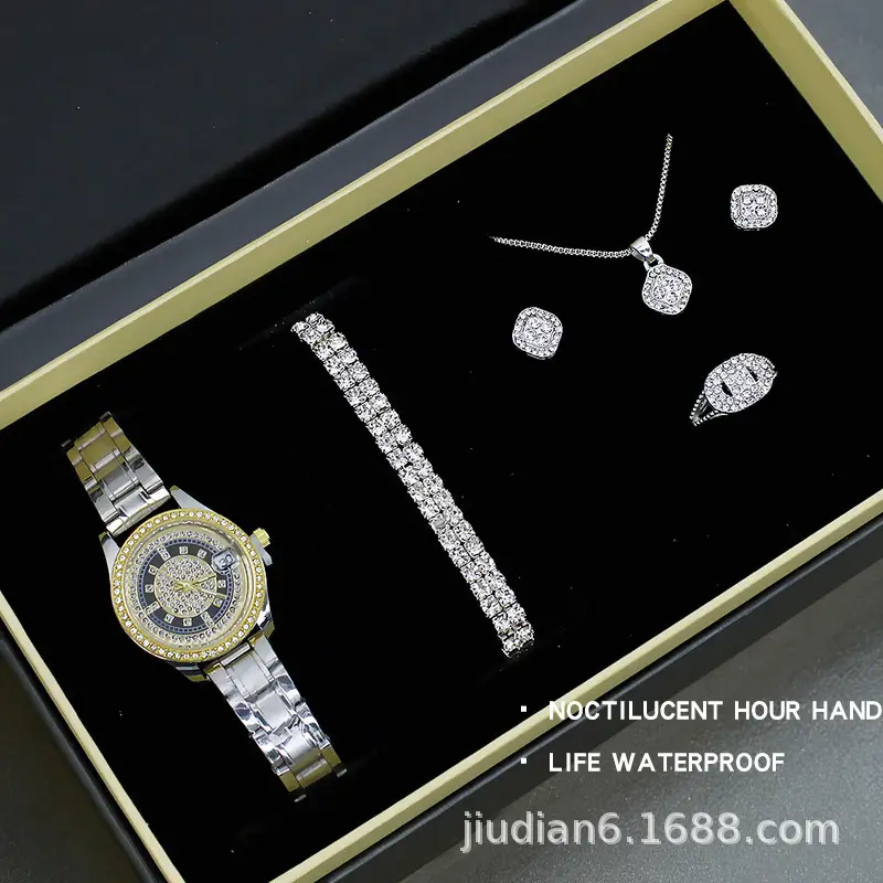 5pcs Set Gold Plated Quartz Watch & Jewelry Set — feature 15