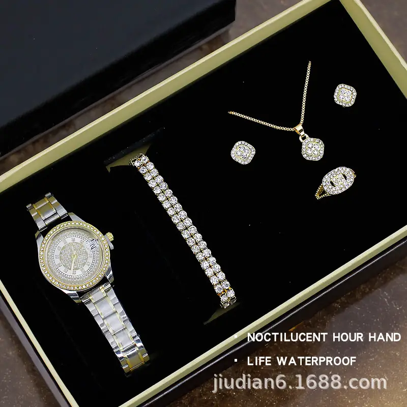 5pcs Set Gold Plated Quartz Watch & Jewelry Set — feature 18