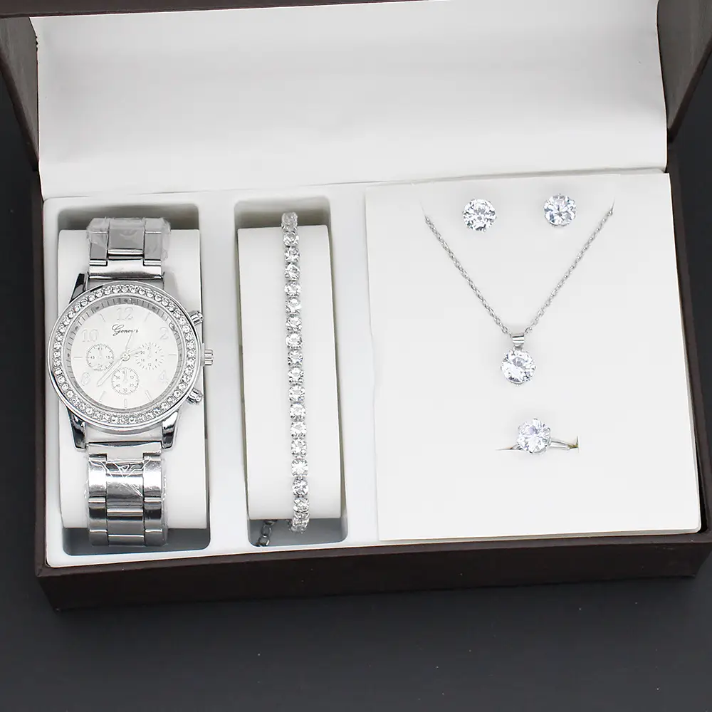 5pcs Set Gold Plated Quartz Watch & Jewelry Set — feature 31