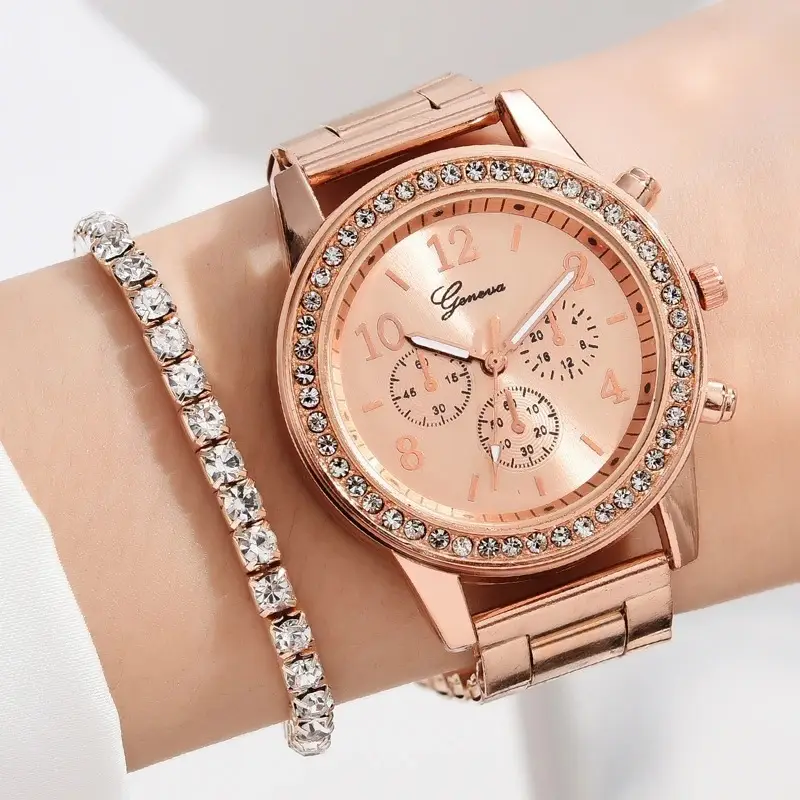 5pcs Set Gold Plated Quartz Watch & Jewelry Set — feature 32