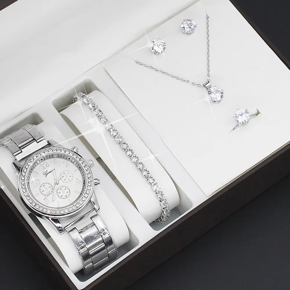 5pcs Set Gold Plated Quartz Watch & Jewelry Set — feature 6