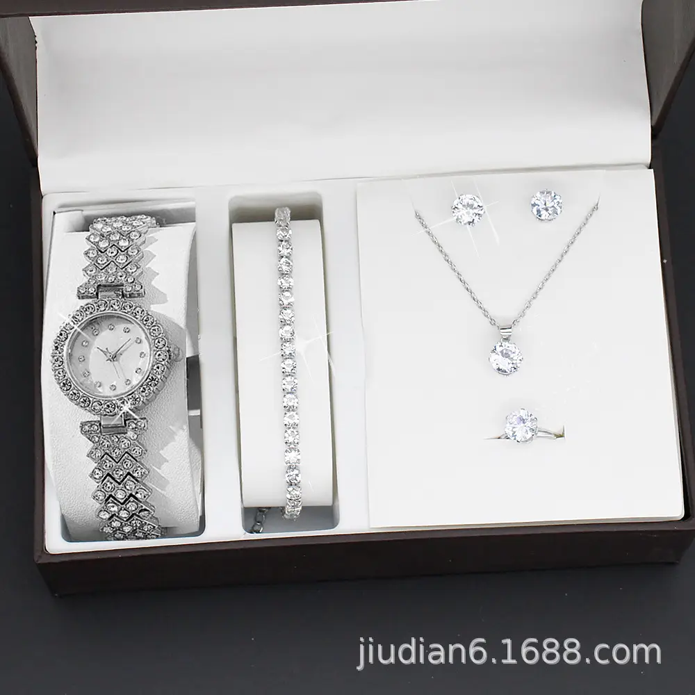 5pcs Set Gold Plated Quartz Watch & Jewelry Set — feature 8