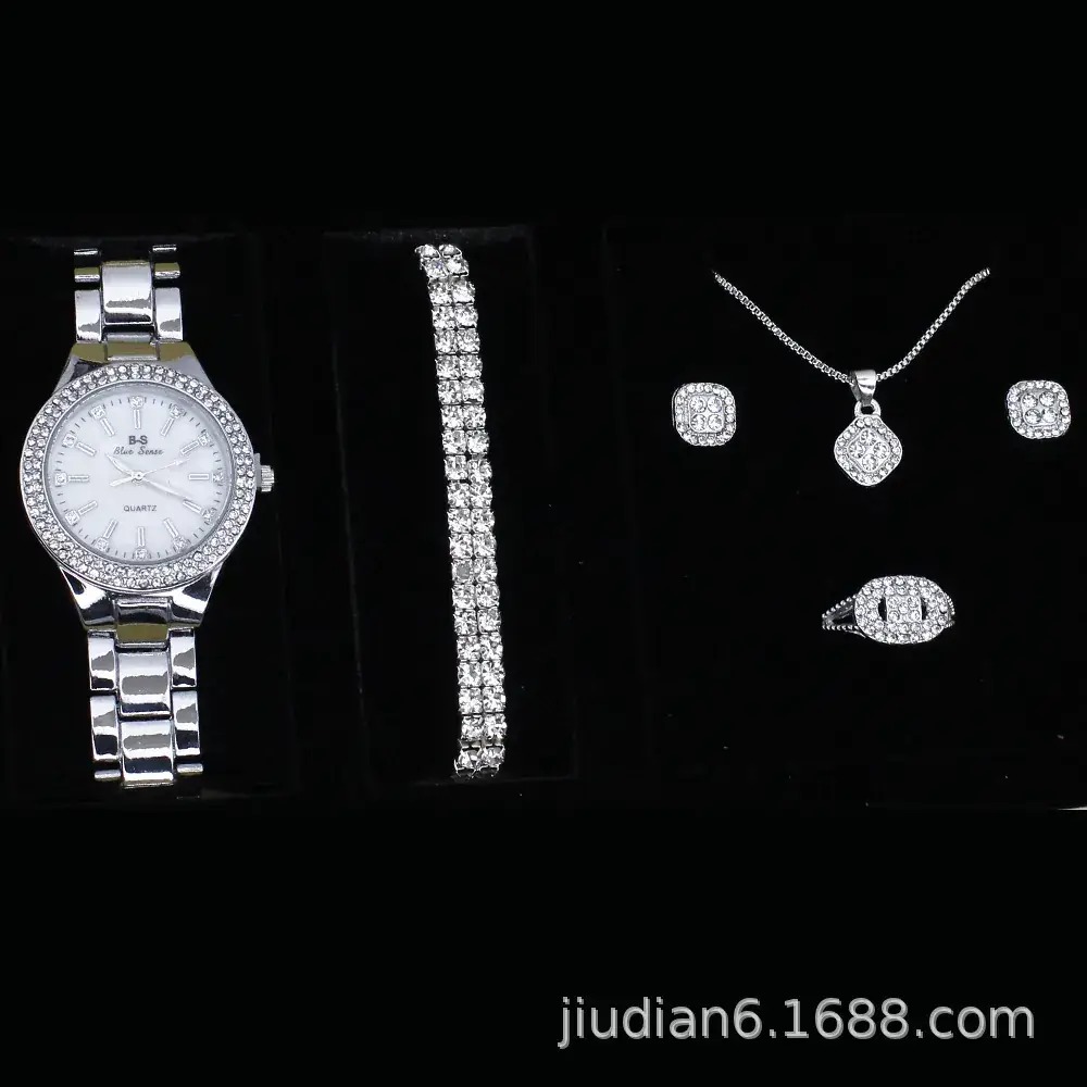 5pcs Set Gold Plated Quartz Watch & Jewelry Set - Image 27