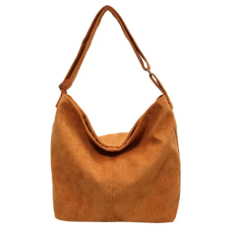 Women's Large Tan Corduroy Shoulder Bag - Image 2