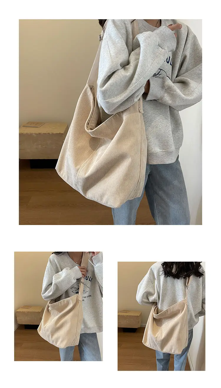 Women's Large Tan Corduroy Shoulder Bag — feature 10